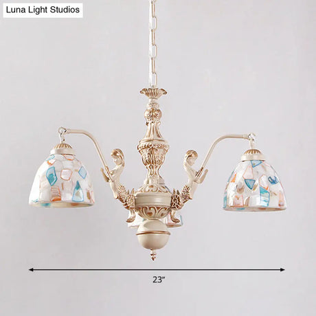 Baroque Style Shell Mosaic Chandelier With 5/9/11 White Lights - Perfect For Kitchen Pendant