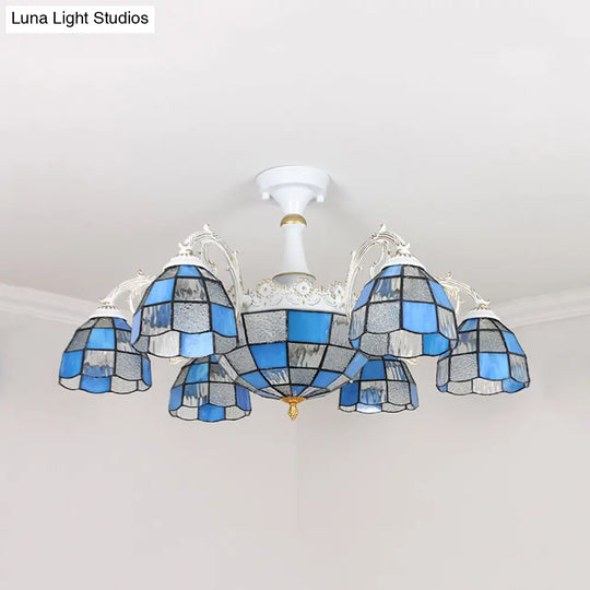 Baroque White/Blue/Silver Glass 9 - Light Ceiling Light Fixture For Bedroom