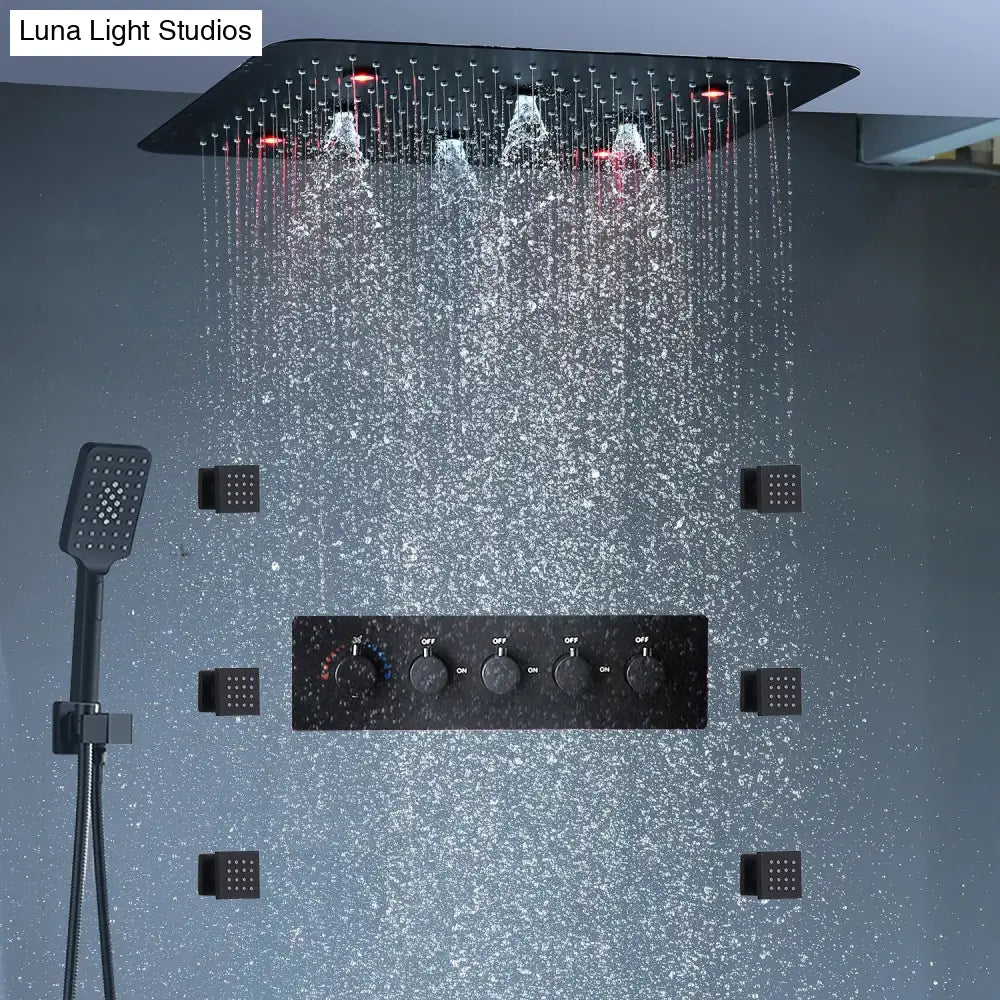 Bathroom 20inch 50x50cm Shower Head Panel Faucet Rain Mist Laterfal Jets Thermostatic Valve Mixer System SPA Massage