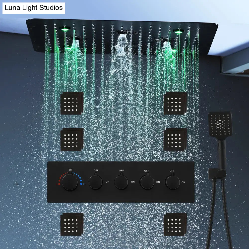 Bathroom 20inch 50x50cm Shower Head Panel Faucet Rain Mist Laterfal Jets Thermostatic Valve Mixer System SPA Massage