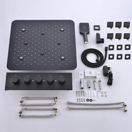 Bathroom 20inch 50x50cm Shower Head Panel Faucet Rain Mist Laterfal Jets Thermostatic Valve Mixer System SPA Massage