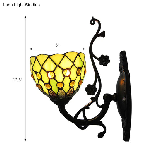 Beaded Stained Glass Bowl Wall Mount Light - 1 Mini Lighting