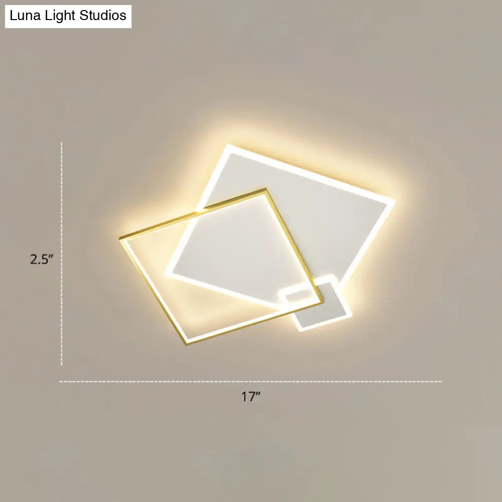 Bedroom Brilliance In A Stack: Minimalistic Led Metal Flush Mount Ceiling Ligh White-Gold / 16