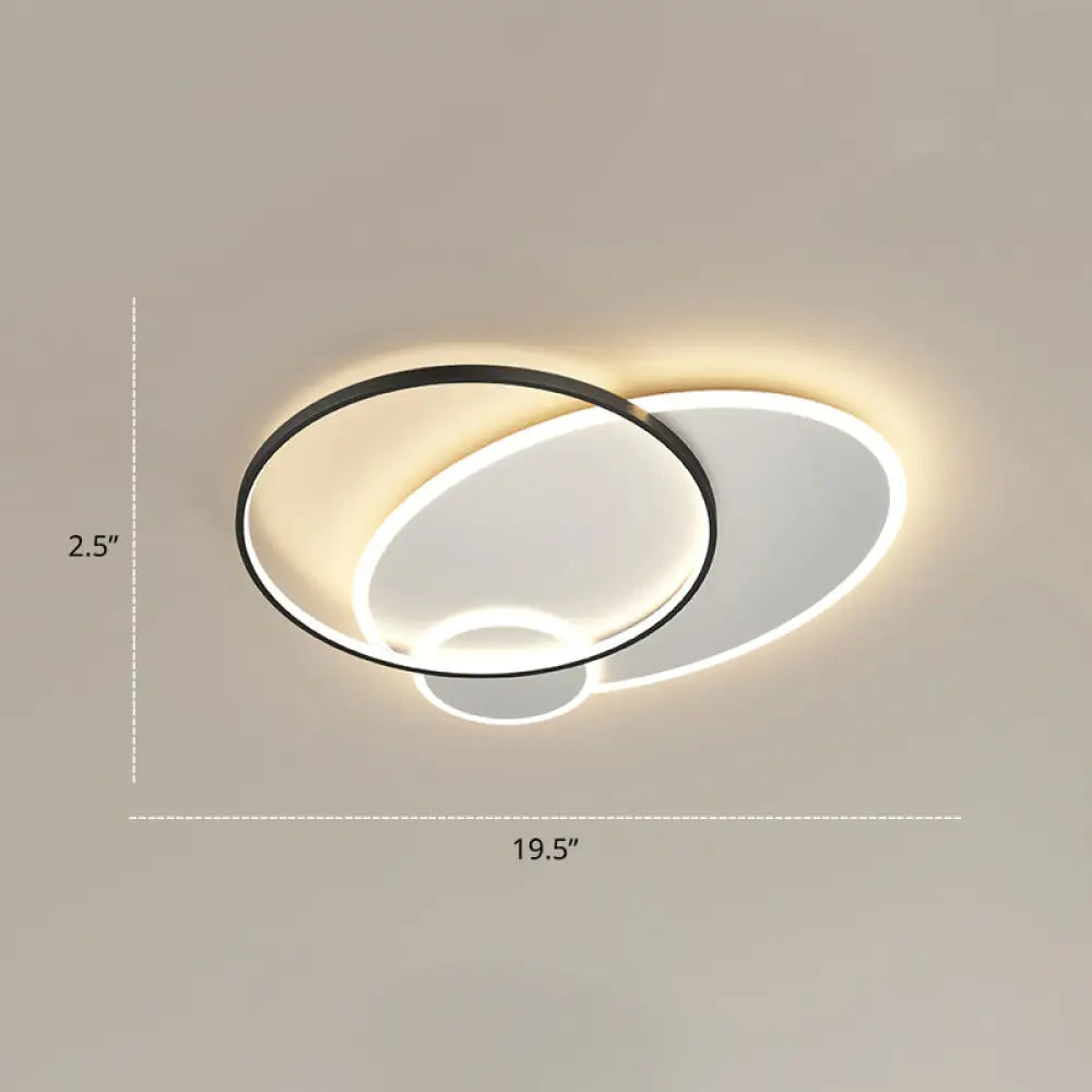 Bedroom Brilliance In A Stack: Minimalistic Led Metal Flush Mount Ceiling Ligh Black-White /