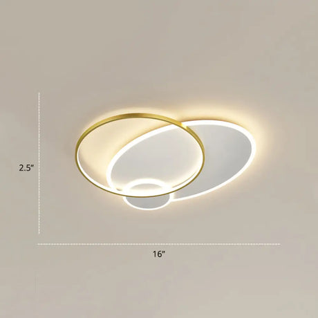 Bedroom Brilliance In A Stack: Minimalistic Led Metal Flush Mount Ceiling Ligh White-Gold / 16’