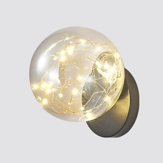 Bedside Glass Shade Wall Mount Light With Creative Star Design Black / Cognac