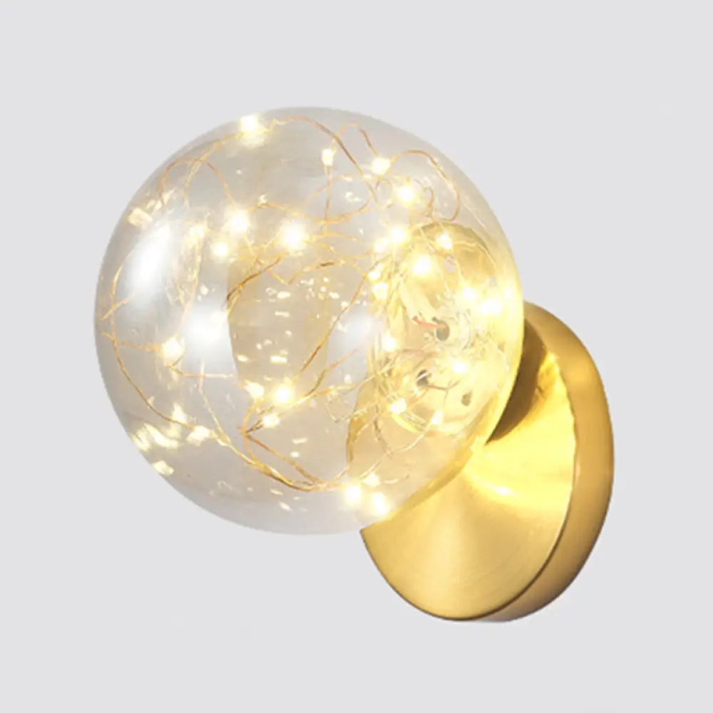 Bedside Glass Shade Wall Mount Light With Creative Star Design Brass / Cognac