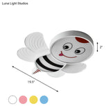 Bee Shape Led Flushmount Lighting - Fun Cartoon Design For Bedroom With White/Pink/Yellow Acrylic