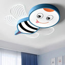 Bee Shape Led Flushmount Lighting - Fun Cartoon Design For Bedroom With White/Pink/Yellow Acrylic