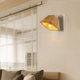 Beige Trapezoid Shade Rotatable Wood Wall Sconce - Modern Balcony Bedroom Lamp