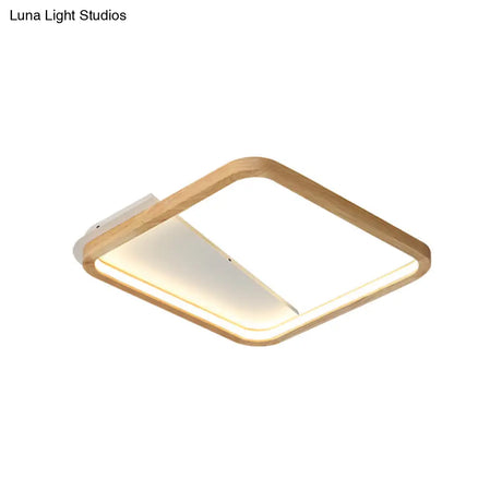 Beige Wood Frame Led Ceiling Fixture Flush Mount Multiple Length Options
