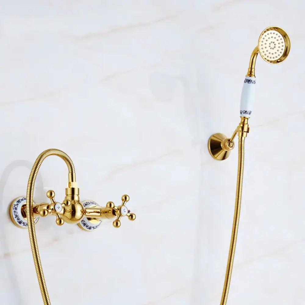 Bidet Faucets Gold Brass Bathroom Shower Blow-fed Spray Gun Nozzle Toilet Bidet Faucet Hot and Cold Water Taps Bathroom
