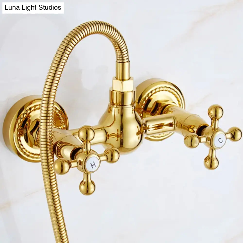 Bidet Faucets Gold Brass Bathroom Shower Blow-fed Spray Gun Nozzle Toilet Bidet Faucet Hot and Cold Water Taps Bathroom