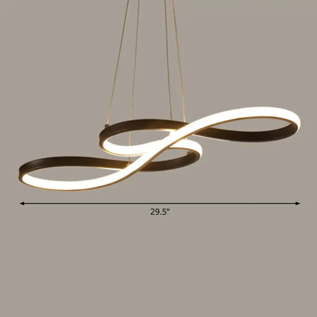 Black Acrylic Art Deco Led Chandelier: Musical Note-Inspired Suspension Light For Dining Room /