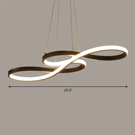 Black Acrylic Art Deco Led Chandelier: Musical Note-Inspired Suspension Light For Dining Room /
