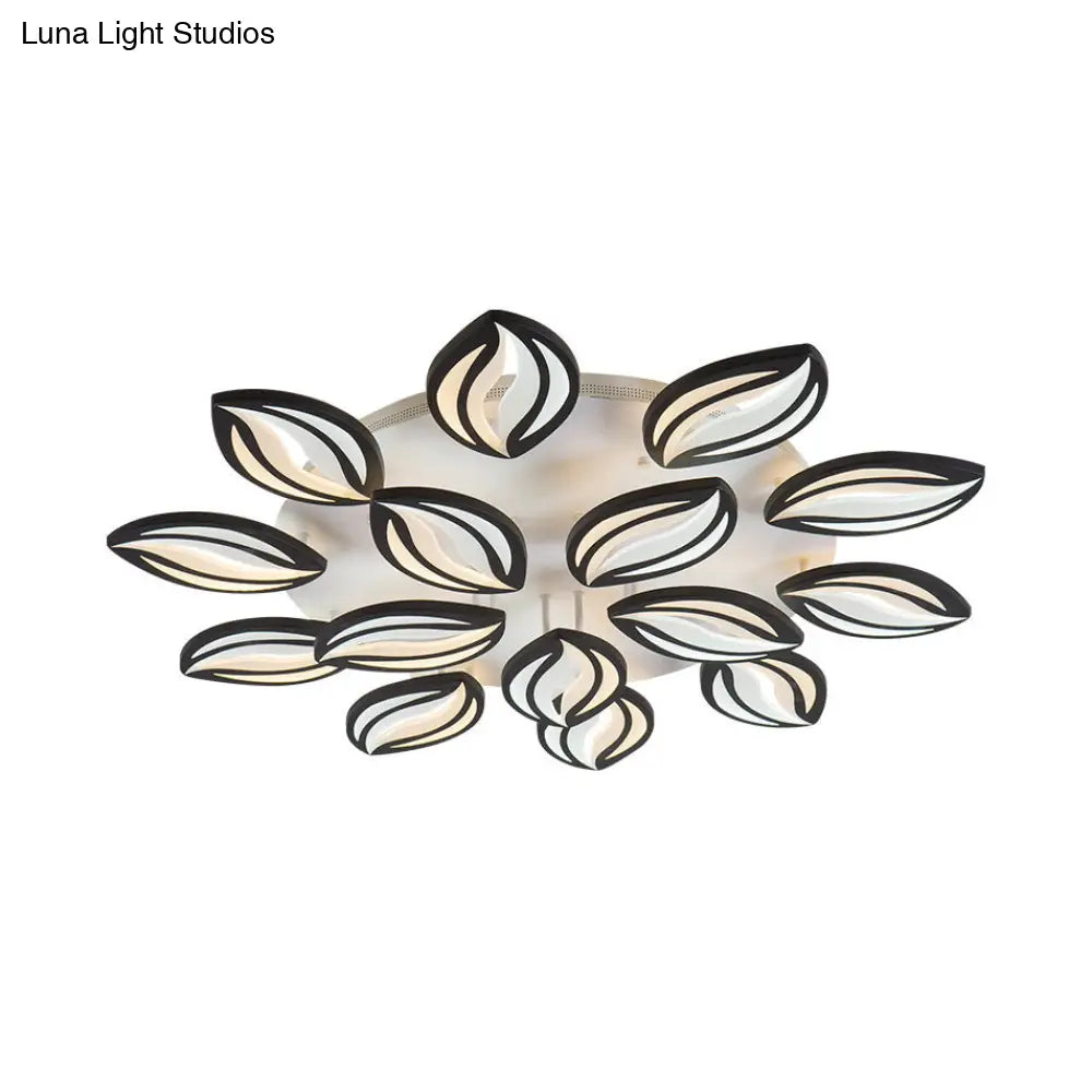 Black Acrylic Leaf Shape Flush Mount Led Ceiling Light - Modern Style For Hotel Shop