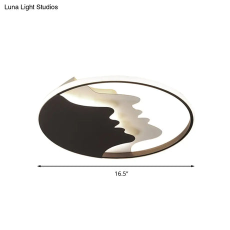 Black Acrylic Led Flush Mount Ceiling Light – Bedroom Mountain Peak Design