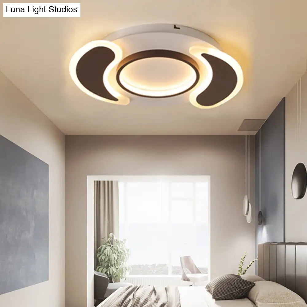 Black Acrylic Teardrop Flush Ceiling Light For Dining Room - Contemporary Led Lamp / 17’ Warm