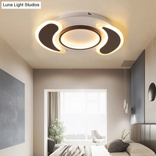 Black Acrylic Teardrop Flush Ceiling Light For Dining Room - Contemporary Led Lamp / 17’ Warm