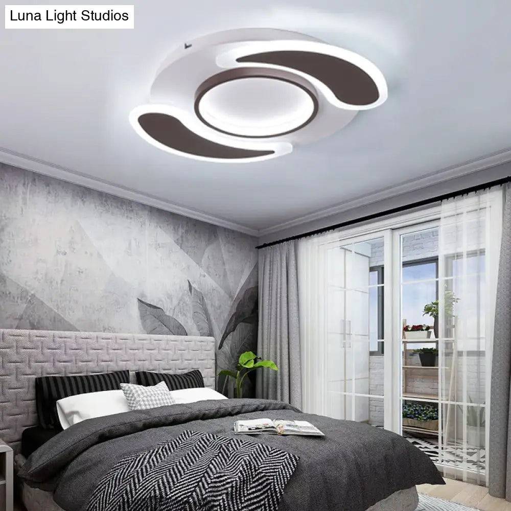 Black Acrylic Teardrop Flush Ceiling Light For Dining Room - Contemporary Led Lamp / 17’ White