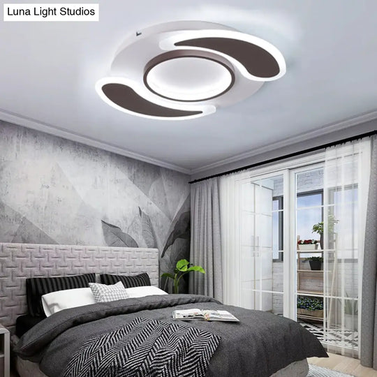 Black Acrylic Teardrop Flush Ceiling Light For Dining Room - Contemporary Led Lamp / 17’ White