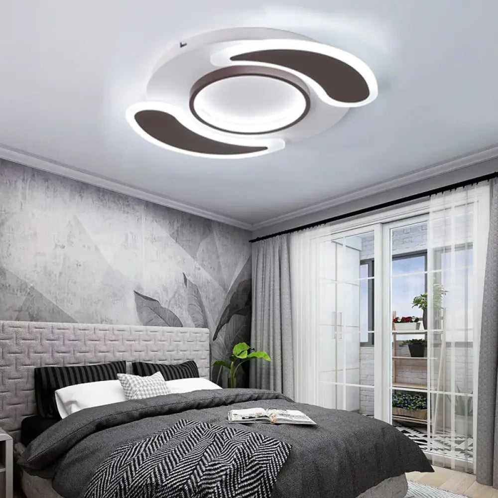 Black Acrylic Teardrop Flush Ceiling Light For Dining Room - Contemporary Led Lamp / 17’ White