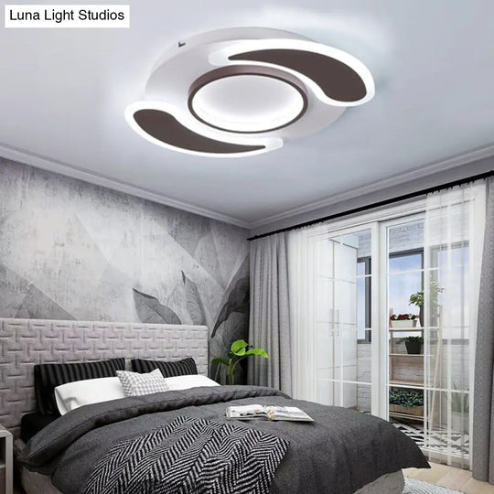 Black Acrylic Teardrop Flush Ceiling Light For Dining Room - Contemporary Led Lamp / 17 White