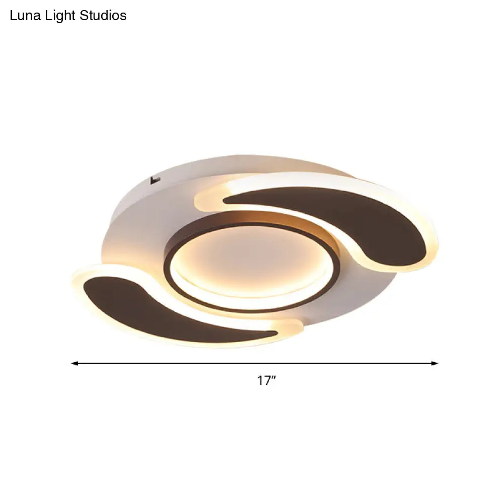Black Acrylic Teardrop Flush Ceiling Light For Dining Room - Contemporary Led Lamp