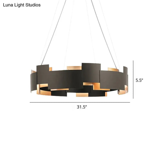 Postmodern Black And Gold Metal Pendant Chandelier Spliced Inner Suspension Light