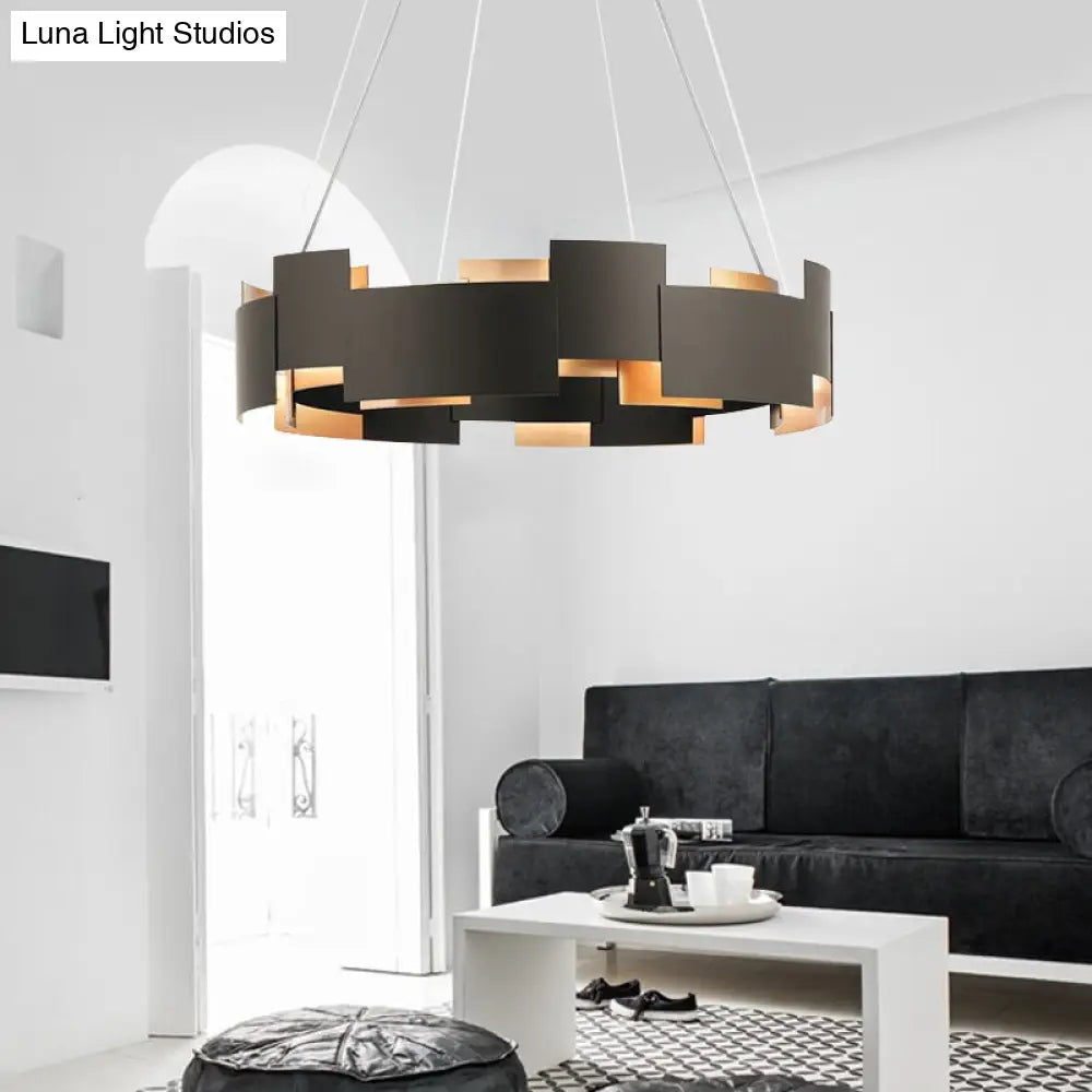 Postmodern Black And Gold Metal Pendant Chandelier Spliced Inner Suspension Light / 23.5