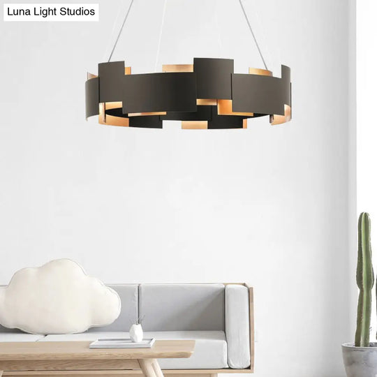 Black And Gold Metal Pendant Chandelier With Postmodern Splicing Design Inner Suspension Light