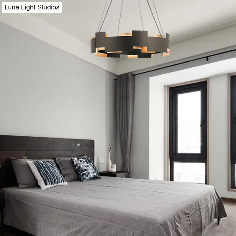 Postmodern Black And Gold Metal Pendant Chandelier Spliced Inner Suspension Light