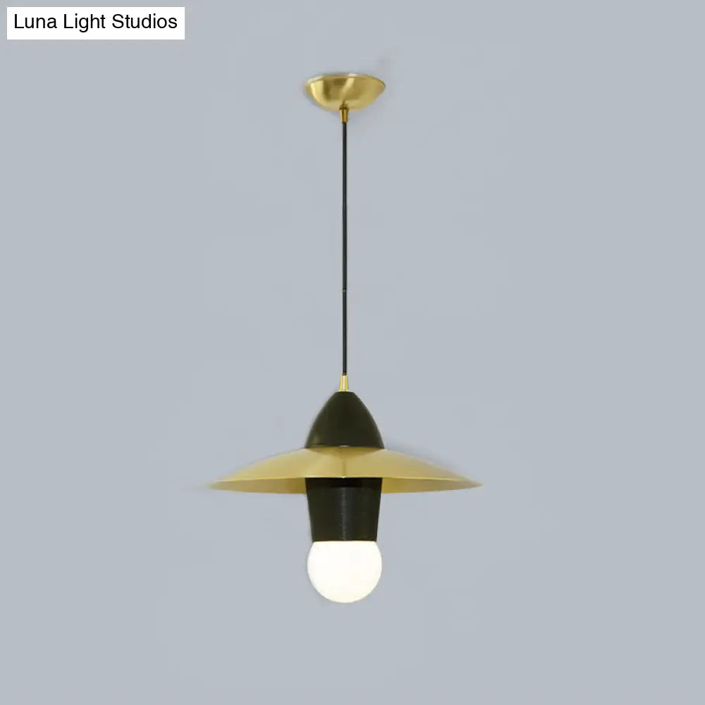 Mid Century Black And Gold Flare Dress Fabric Hanging Pendant Ceiling Lamp For Sitting Rooms -