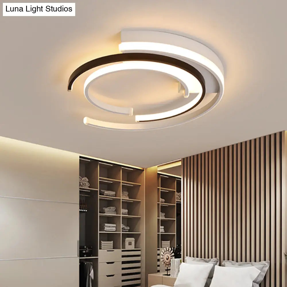 Black And White Led Circular Flush Mount For Modern Acrylic Bedroom Lighting Black - White / 16’