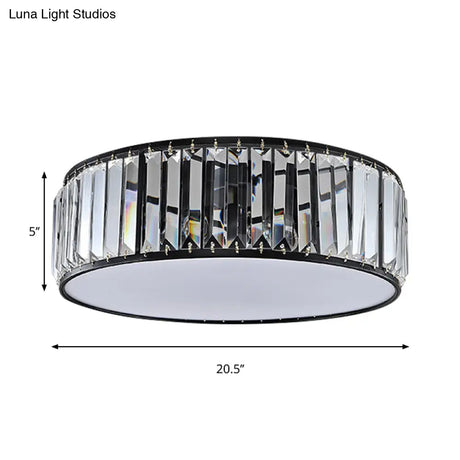 Black/Bronze Drum Flush Mount Crystal Ceiling Light - Elegant 3/4/5-Light Lamp For Bedroom