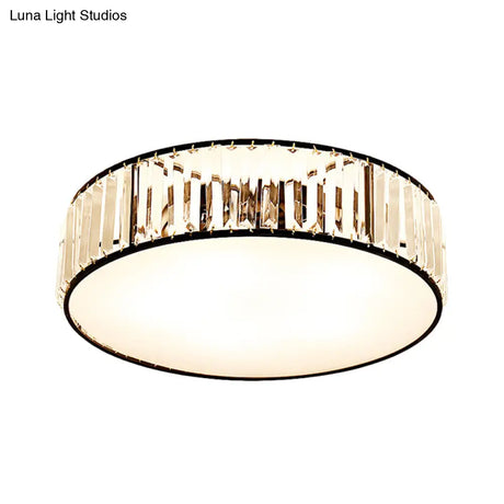 Black/Bronze Drum Flush Mount Crystal Ceiling Light - Elegant 3/4/5-Light Lamp For Bedroom