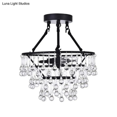 Black Crystal 2 - Light Semi Flush Chandelier With Contemporary Design