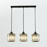 Black Crystal Block 3-Head Pendant Light - Modern Multi-Light Fixture For Dining Room Ceiling /