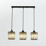 Black Crystal Block 3-Head Pendant Light - Modern Multi-Light Fixture For Dining Room Ceiling /