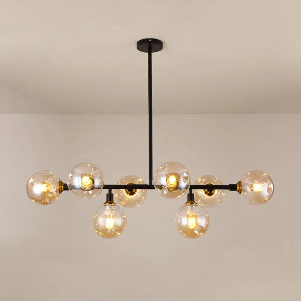 Black Dimpled Glass Ball Pendant Light For Modern Dining Room Island 8 / Amber