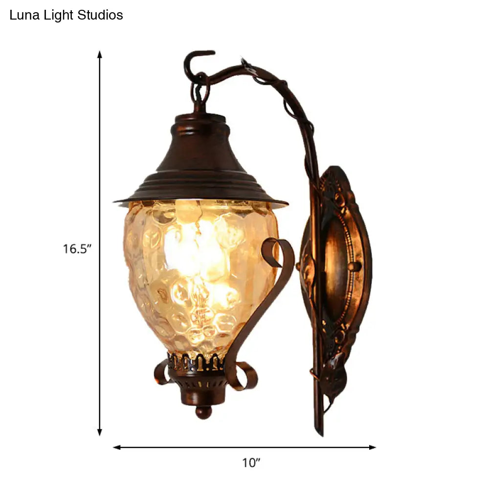 Black Dimpled Glass Wall Sconce With Acorn 1-Light For Industrial Living Room