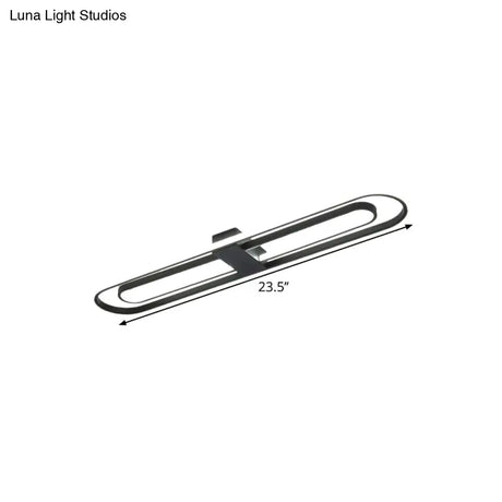 Black Dual Rectangle Led Flush Ceiling Light Modern Metallic Mount Fixture 16’/23.5’/31.5’