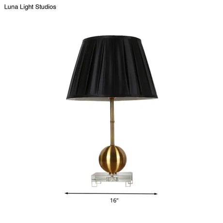 Black Fabric Table Lamp With Crystal Base - Elegant Single Light For Bedroom Or Countryside Ambience