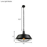 Black Farmhouse Barn Ceiling Light: Stylish Cage Shade Pendant Lamp (1 Bulb) - 10’/14’/18’ Diameter