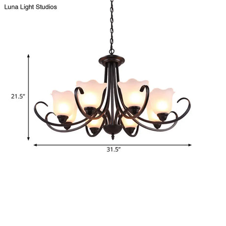 Black Frosted Glass Chandelier - Traditional Bell Design Ideal For Living Room Multiple Bulb Options