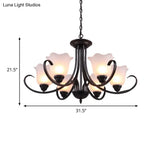 Black Frosted Glass Chandelier - Traditional Bell Design Ideal For Living Room Multiple Bulb Options