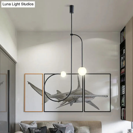 Black Frosted Opal Glass Modo Pendant Chandelier With Led Bulbs