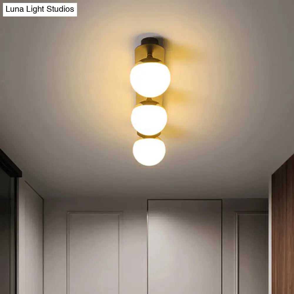 Black Glass Flushmount Ceiling Light Fixture With Sphere Design And 1 Bulb For Aisle