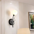 Black Half-Bulb Wall Sconce Light With Frosted White Glass Bowl- Modern And Elegant Mount Lamp 1 /