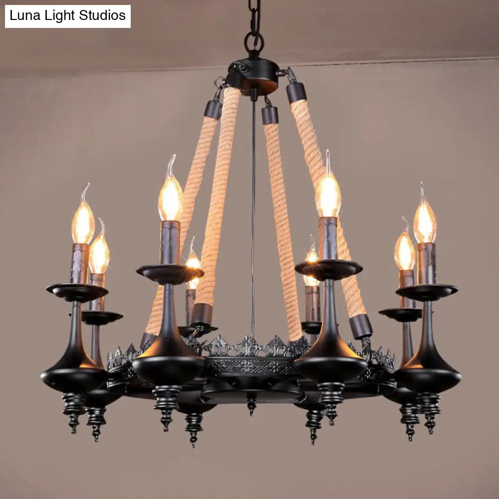 Black Retro Candelabra Chandelier For Dining Room Suspension Lighting 8 /